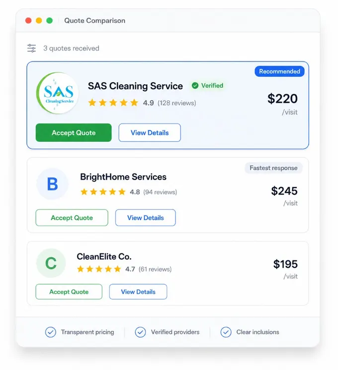Quote comparison dashboard